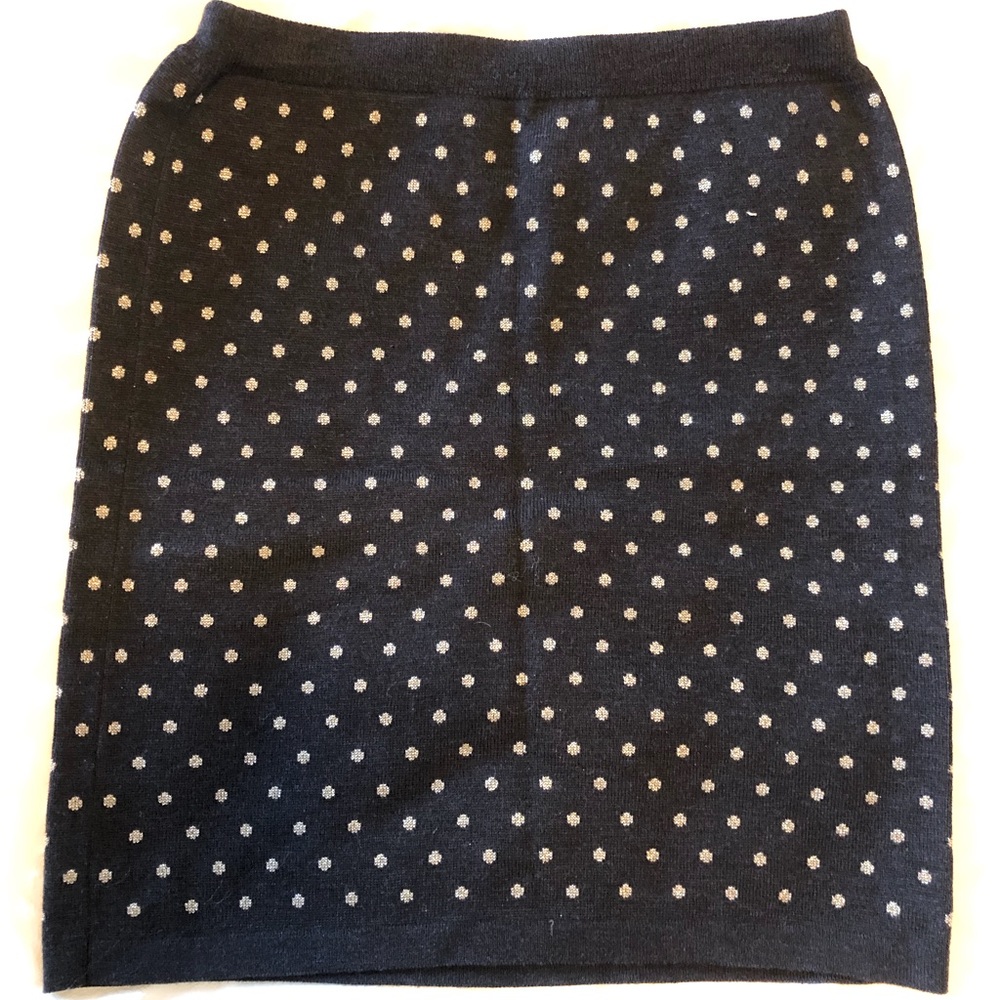 Club Monaco wool skirt - navy & silver polka dots
